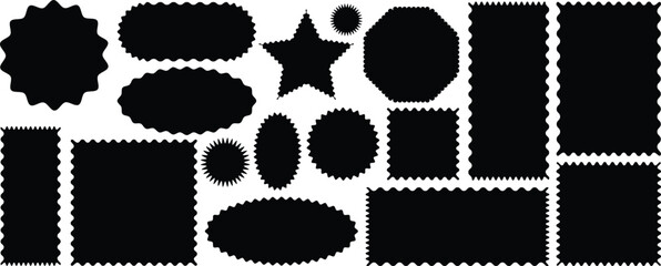 Zigzag edge. Rectangle, square and oval shape frame with zigzag edge. Set of Zigzag and colorful Shape. Zig Zag Shapes for Stickers, banners. Zigzag shapes. Zig zag edge frames. Set of wavy edge frame