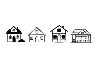 Minimalist House Line Art Collection | Hand-Drawn Vector Illustrations
