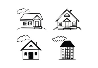 Minimalist House Line Art Collection | Hand-Drawn Vector Illustrations