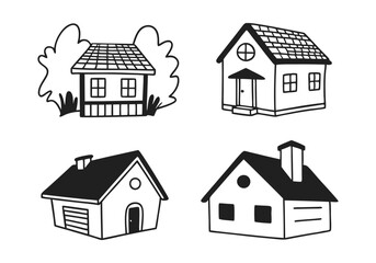 Minimalist House Line Art Collection | Hand-Drawn Vector Illustrations