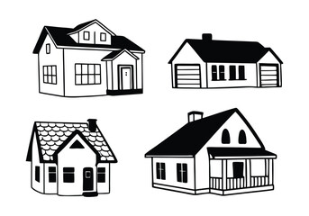 Minimalist House Line Art Collection | Hand-Drawn Vector Illustrations