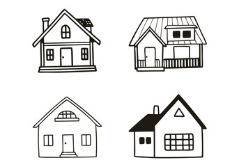 Minimalist House Line Art Collection | Hand-Drawn Vector Illustrations