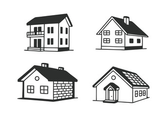 Minimalist House Line Art Collection | Hand-Drawn Vector Illustrations