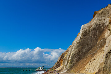 alum bay multi coloured sand cliffs on the isle of wight