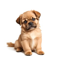 Obraz premium Cute up close puppy portrait on white background
