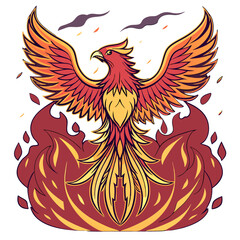 Obraz premium Stunning fantasy phoenix bird rising from flames, perfect for digital art and design projects