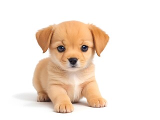 Cute tiny puppy dog on white background