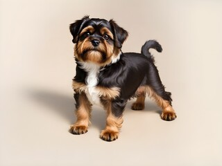 Cute mixed terrier puppy dog close up