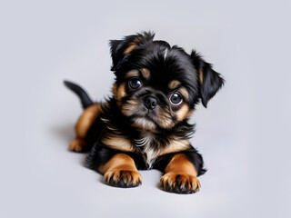 Cute black and tan puppy dog up close