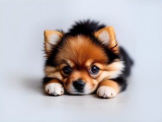 Cute Pomeranian puppy dog sitting