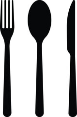 Fork, spoon and knife eating utensils vector illustration.