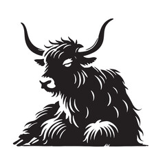 Minimalistic yak silhouette for unique media designs - Yak black vector
