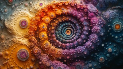 Abstract Spiral Fractal Art: A Symphony of Colors and Patterns