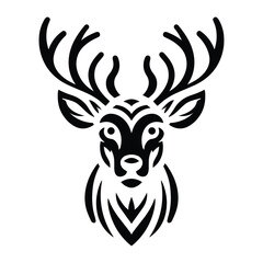 Deer silhouette vector art - outline vector icon, angry  Deer logo, animal collection