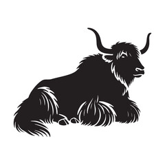 Captivating yak silhouette for modern media applications - Yak black vector
