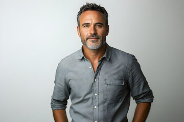Obraz premium Portrait of a Confident Middle-Aged Man with a Thoughtful Expression