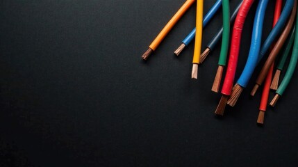 A Collection of Colorful Electrical Wires on a Dark Background, Ideal for DIY Projects and Electrical Repair Tutorials