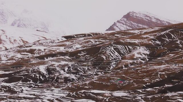 Hikkim Village world&rsquo;s highest post office, Snow Landscape Scenery Captured From a Distant Perspective