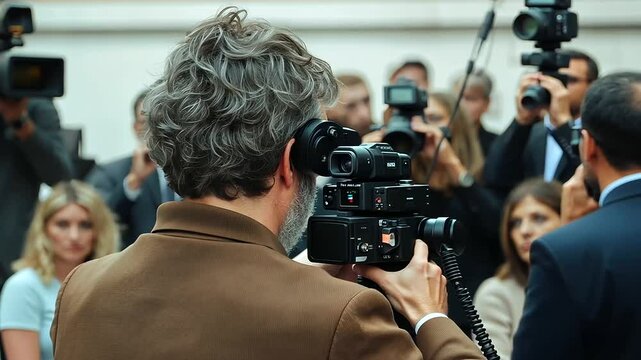Heated Interview at Press Conference with Journalists and Photographers