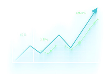 Obraz premium Graph or chart showing upward trend, business growth theme, clean background