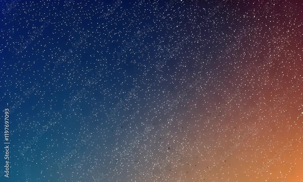 Wall mural a gradient background featuring a starry sky, transitioning from deep blue to warm orange, creating 