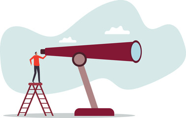 Long term plan or business strategy for far future, looking for opportunity, forecast and visionary, discover long term goal.business concept.flat character. © Nadia