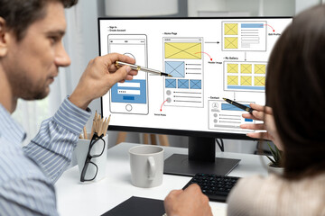 UX UI design process for brisk mobile application and website . Creative prototype of wireframe for professional app developer .