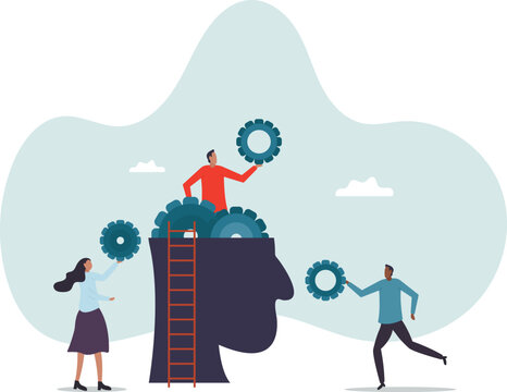 Brainstorm for business solution, teamwork or mindset to success, wisdom, creativity or working process for new idea,business concept.flat character.