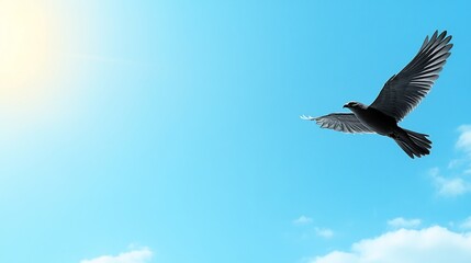 Obraz premium Serene bird gracefully soars bright sunlit sky. AI Generated