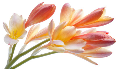 Fototapeta premium Peach flowers bouquet studio shot, soft background, greeting card