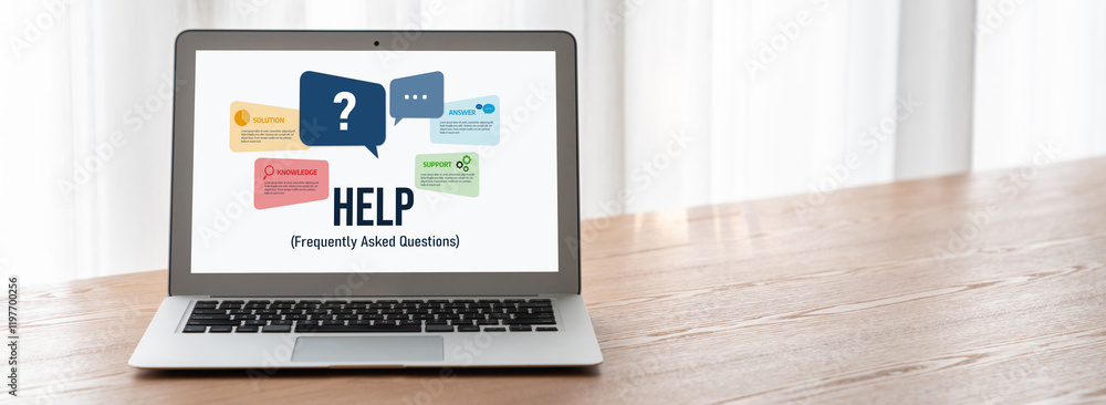 Poster help screen on the website provide answer to faq frequently asked question snugly with knowledge inf
