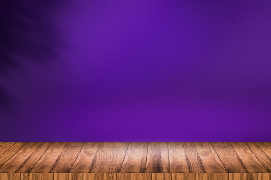 Product festive backdrop with wooden floor dark puple theme background