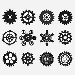Black and White Gear Icons and Logos
