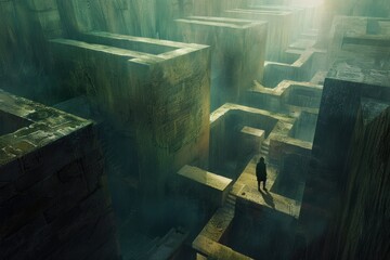 A puzzling labyrinth showing life's challenges and mental struggles.