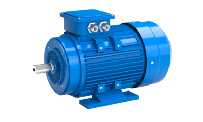 Blue electric motor isolated on transparent background