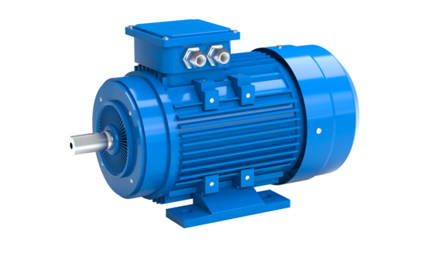 Blue electric motor isolated on transparent background
