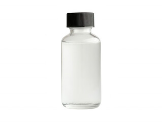Clear Glass Bottle with Black Cap Product Packaging Mockup Empty Container Studio Shot