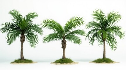 Tropics Serene Trees Form Set Environmental Cut On White Backgrounds