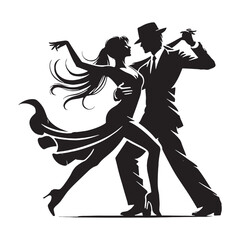Dancing couple silhouette for innovative digital and media uses - Dancing couple black vector - Valentine silhouette

