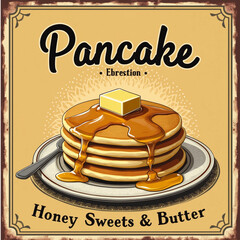 Pancakes vintage poster.