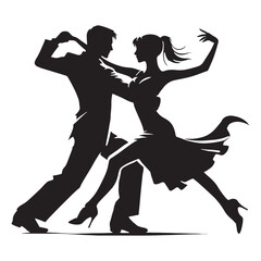 Dancing couple silhouette for digital and print creative projects - Dancing couple black vector - Valentine silhouette

