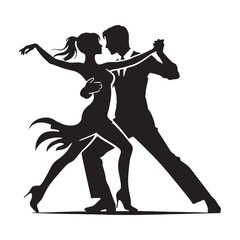 Couple dance silhouette for innovative and unique artistic uses - Couple dance illustration - minimallest couple dance vector - Valentine silhouette

