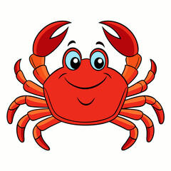crab, cartoon, sea, seafood, animal, vector, red, lobster, illustration, shrimp, food, crustacean, isolated, ocean, claw, fish, marine, shell, cute, character, funny, crayfish, shellfish, water, beach