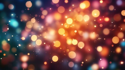 Colorful Bokeh Lights on Dark Background Creating a Festive Glow