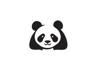 Cute panda silhouette. Panda logo. Cute panda isolated on white background. Panda logo. Vector illustration.