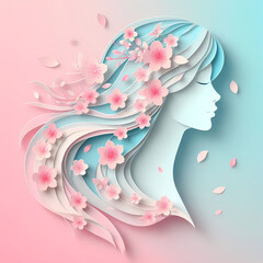 Women's history month celebration background generative ai in colorful pastel flowers. Generative ai