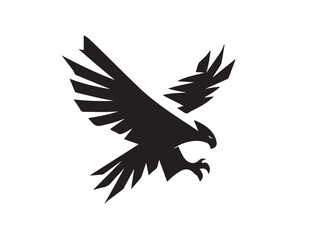 Black Eagle Silhouette. Eagle icon. Black Flying Eagle logo. Black Eagle silhouette isolated on white background. Vector illustration. 
