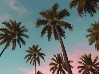 palm trees on the blue sky