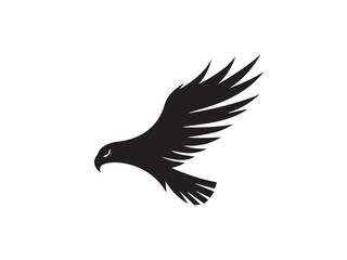 Black Eagle Silhouette. Eagle icon. Black Flying Eagle logo. Black Eagle silhouette isolated on white background. Vector illustration. 