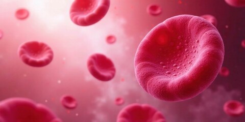 Microscopic View of Red Blood Cells in Motion, Displaying Detailed Cellular Structure and a Dynamic Flow Within a Vascular System